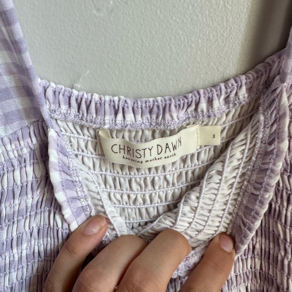 Christy Dawn Katrina Gingham Puff Sleeve Smocked Dress Cottagecore Prairie S - Picture 5 of 9